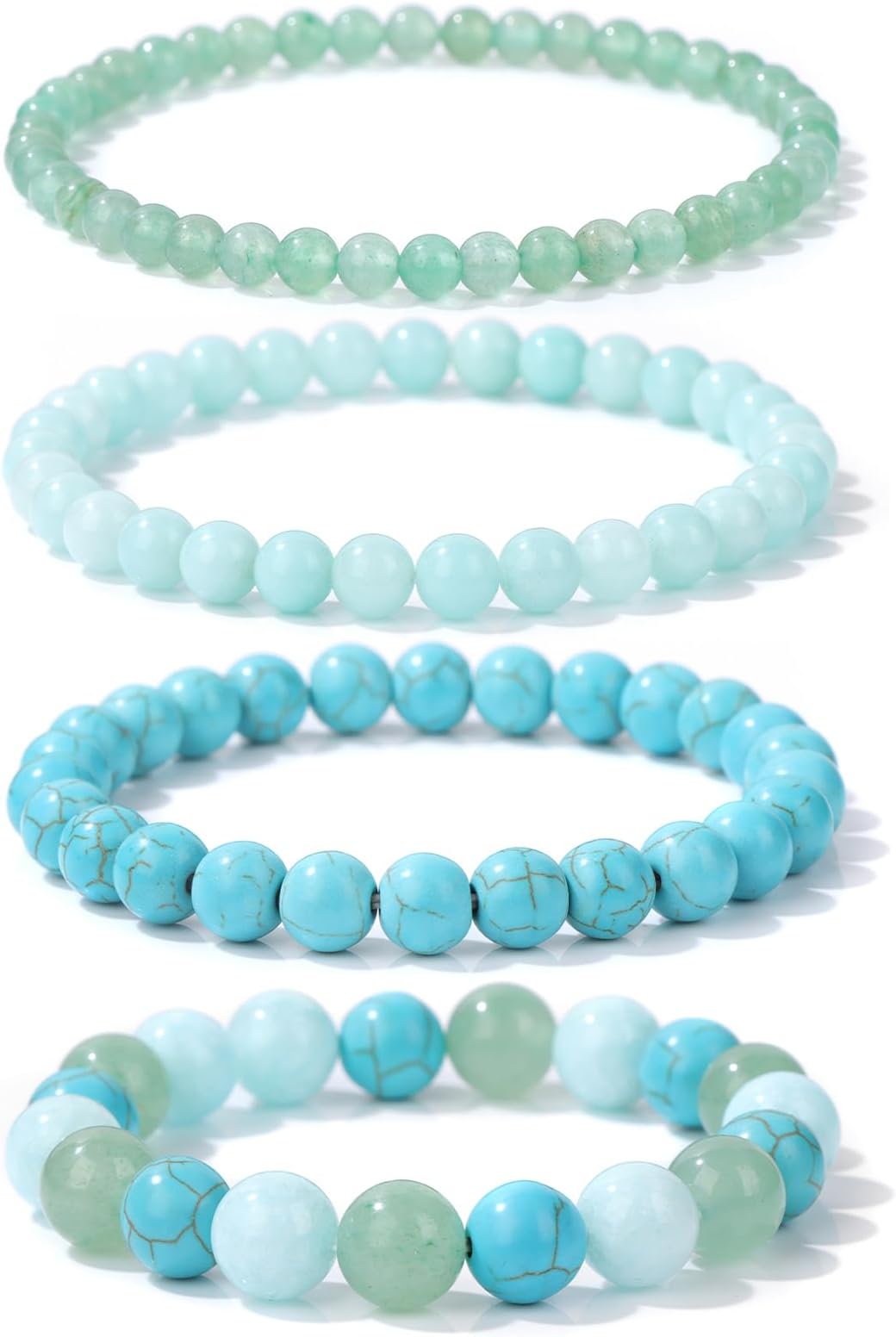 4pcs Beaded Bracelets for Women,Natural Healing Crystal Gemstones Bracelet,Anxiety Stress Relief Bracelet Handmade purple Jewelry Gifts for Women