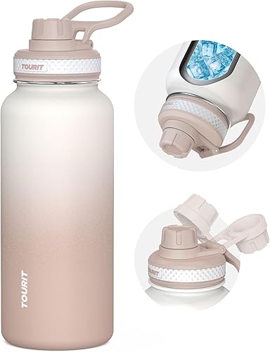 Miniatura 9 de TOURIT Botella de agua aislada de 24 onzas, botellas de agua de acero inoxidable con asa, botella de agua deportiva al vacío de doble pared, sin
