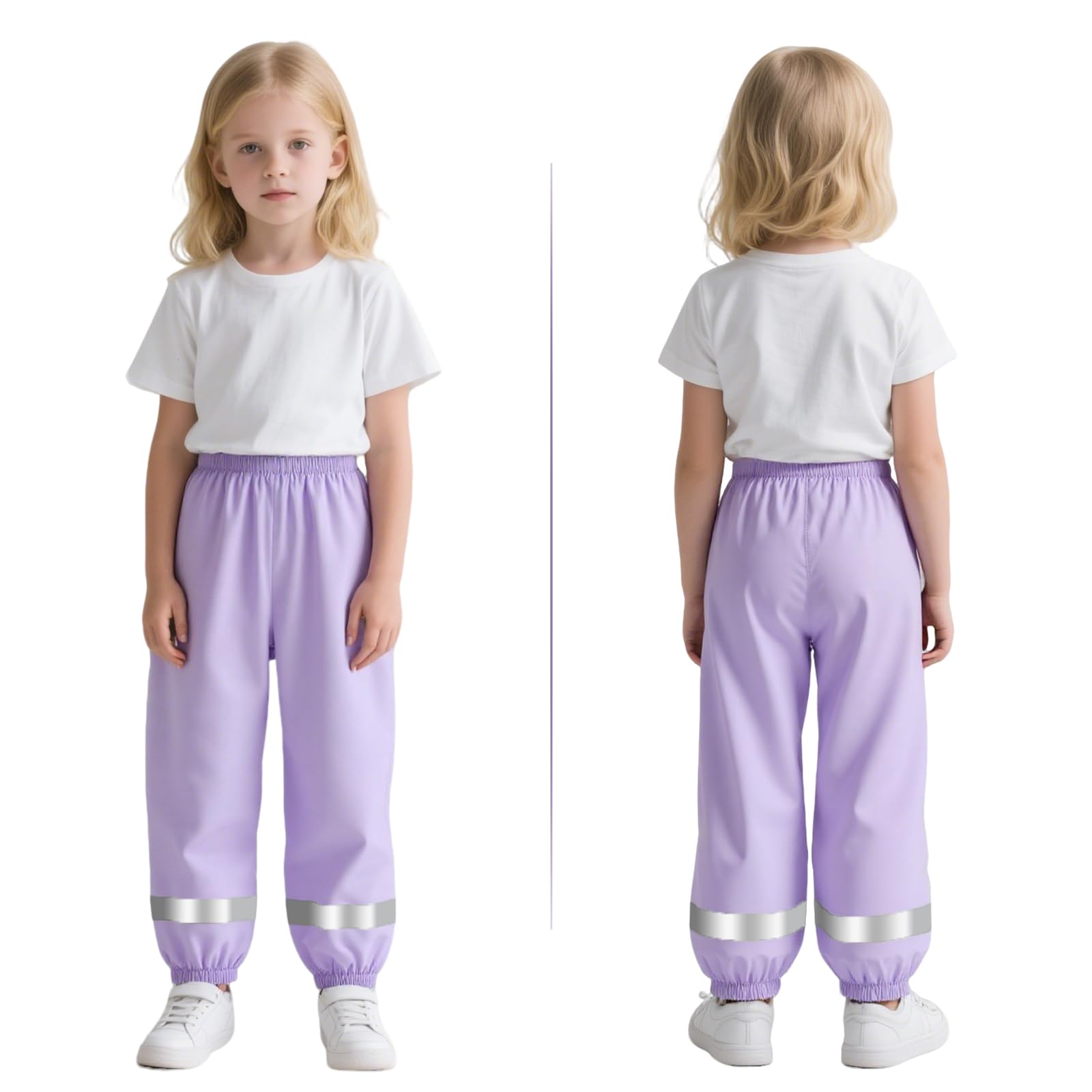 Pantalon Impermeable Niñas Niños Pantalones de Lluvia Ligeros Transpirables Pantalón Barro con Tiras Reflectantes sin Forro Peto de Lluvia Exterior Ciclismo Escuela para Infantil 1-10 años