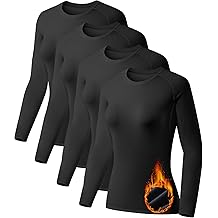 4 Pack Women's Thermal Shirts Fleece Lined Athletic Tops Long Sleeve Compression Workout Baselayer for Cold Weather