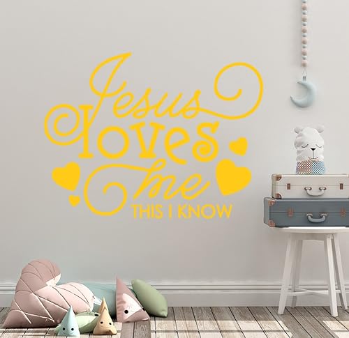 Miniatura 2 de 30 x 24 pulgadas Jesús me ama esto sé corazón lindo para la Biblia Tells Me So Song Niños calcomanía de pared mural arte decoración del hogar