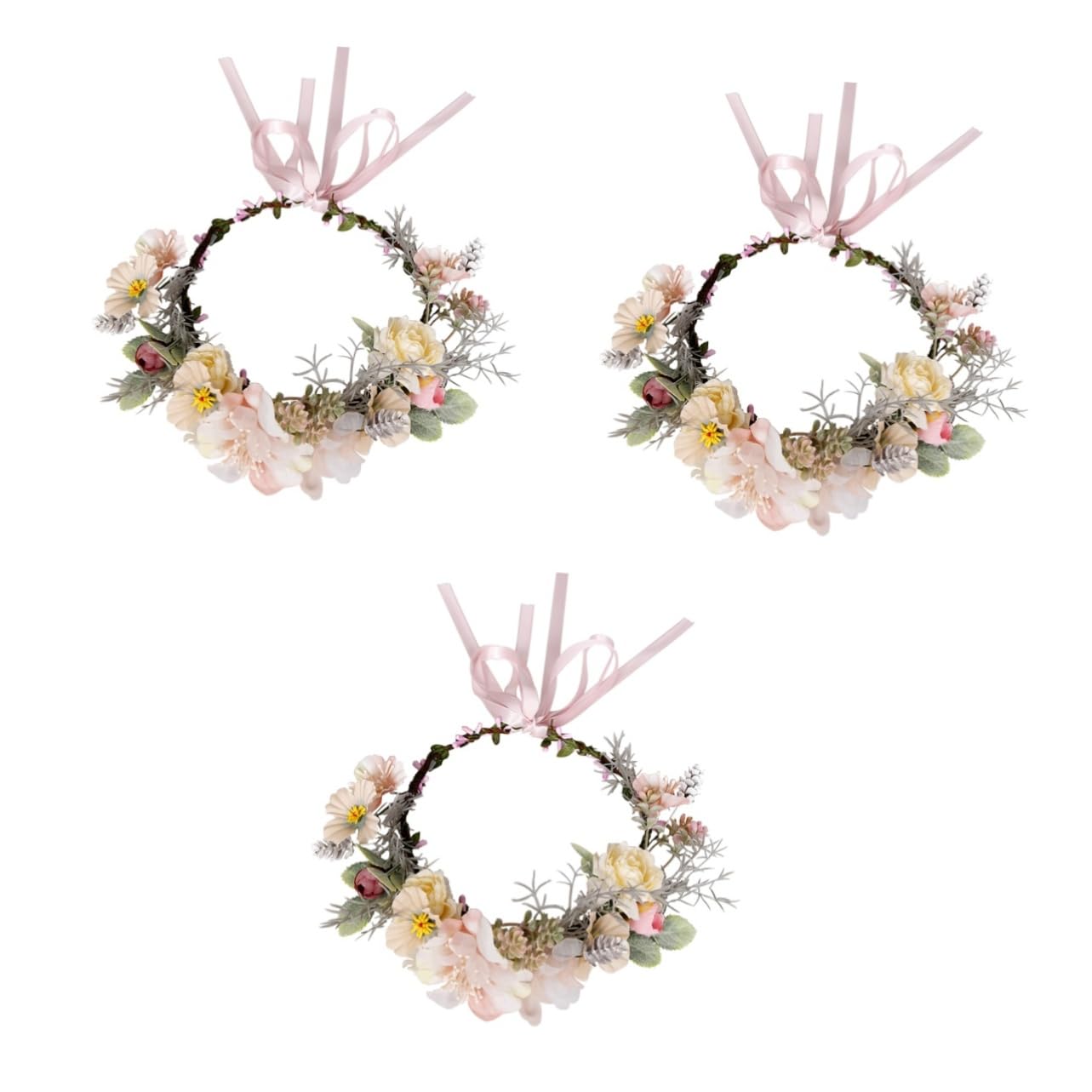 FRCOLOR 3stücke Bohemian Stil Blumenkranz Haarschmuck Mit Ripsband Elegantes Farbenfrohes Haarband Für Hochzeiten Partys Und Fotorequisiten Für Mädchen