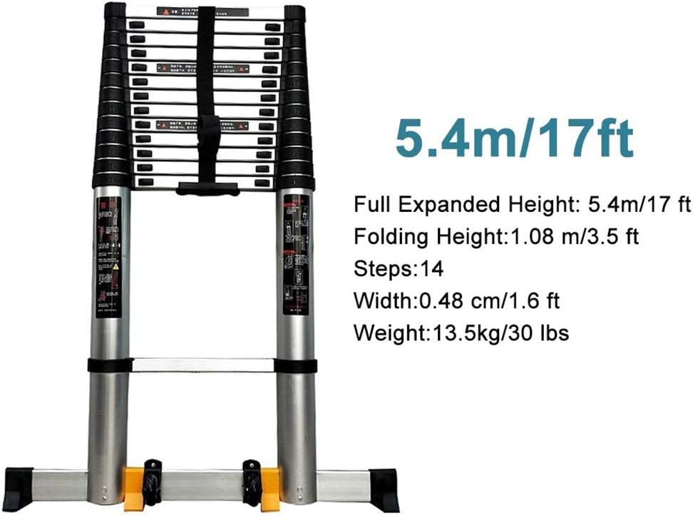 Telescoping Aluminum Extension Ladder 5m-8m - Portable Multi-Purpose Folding Ladder for Home Attic RV and Work - Durable and Lightweight Design