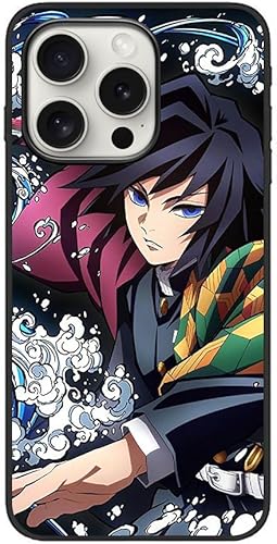 Miniatura 9 de Funda negra de dibujos animados compatible con Apple iPhone 15 Pro Max Demon con Slayer Kamado Nezuko Poster Slim a prueba de golpes TPU silicona