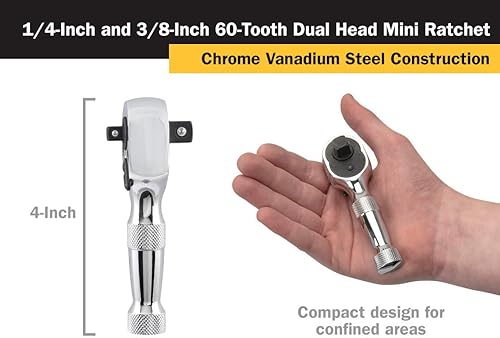 Miniatura 10 de Titan 12101 14 pulgadas x 3-14 pulgadas 60 dientes mini trinquete y destornillador de brocas