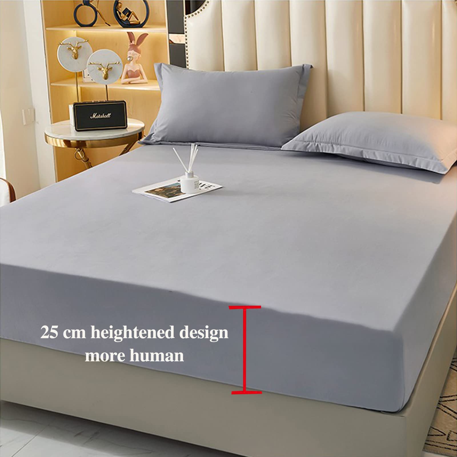 Mattress Topper, Altamente Morbidezza Copri Materasso Matrimoniale Elastico, Premium Lavabile Coprimaterasso Imbottito Matrimoniale,Giallo,180 * 200cm