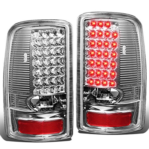 Auto Dynasty Tail Lights Compatible with 2000-2006 Chevy Tahoe Suburban 1500 2500 GMC Yukon XL 1500 2500, Full LED Brake Tail Lamps, Driver and Passengers, Chrome Housing Clear Lens