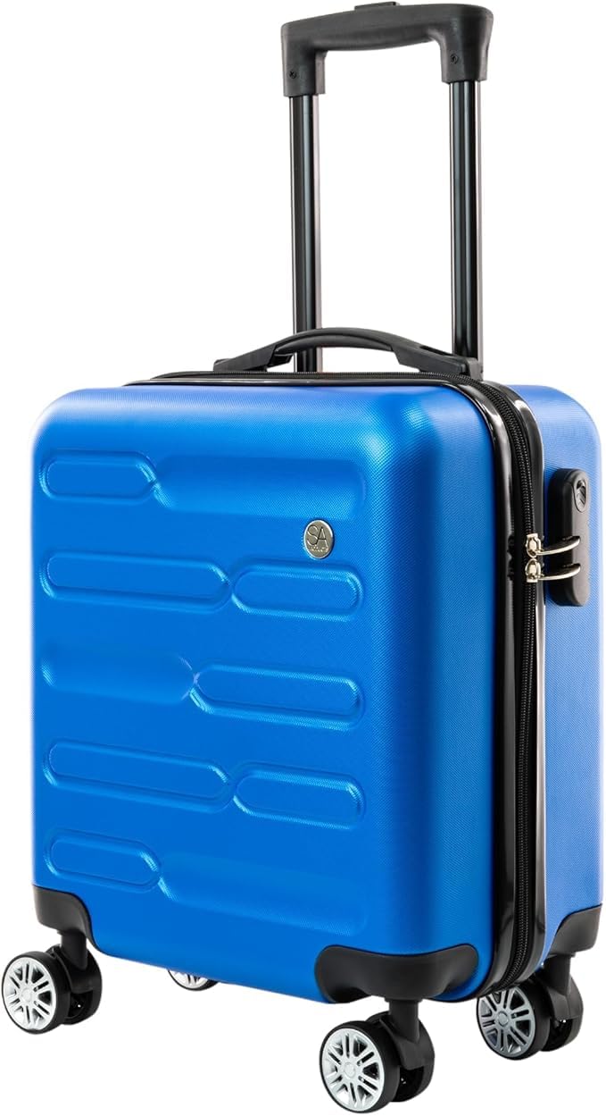 SA Products Cabin Suitcase, Easy Jet 45x36x20 Cabin Bag | Lightweight Hard Shell Carry-On Suitcase with Wheels, Telescopic Handle | Travel Luggage (Blue)