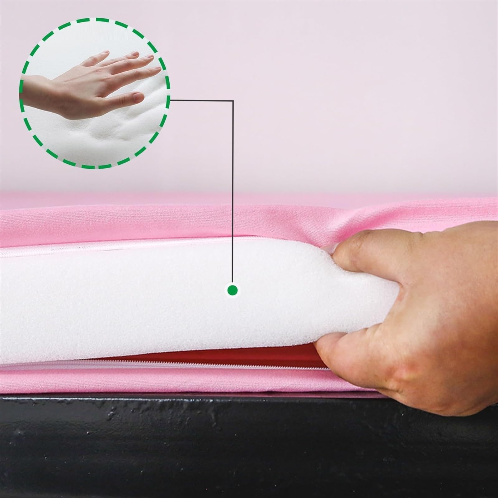 Colchón Topper de Espuma Viscoelástica para Cama Individual, Topper Suave para Dormir, Almohadilla de Colchón Ventilada de Alta Densidad con Funda Desmontable y Lavable(Pink 3cm,90x190cm)