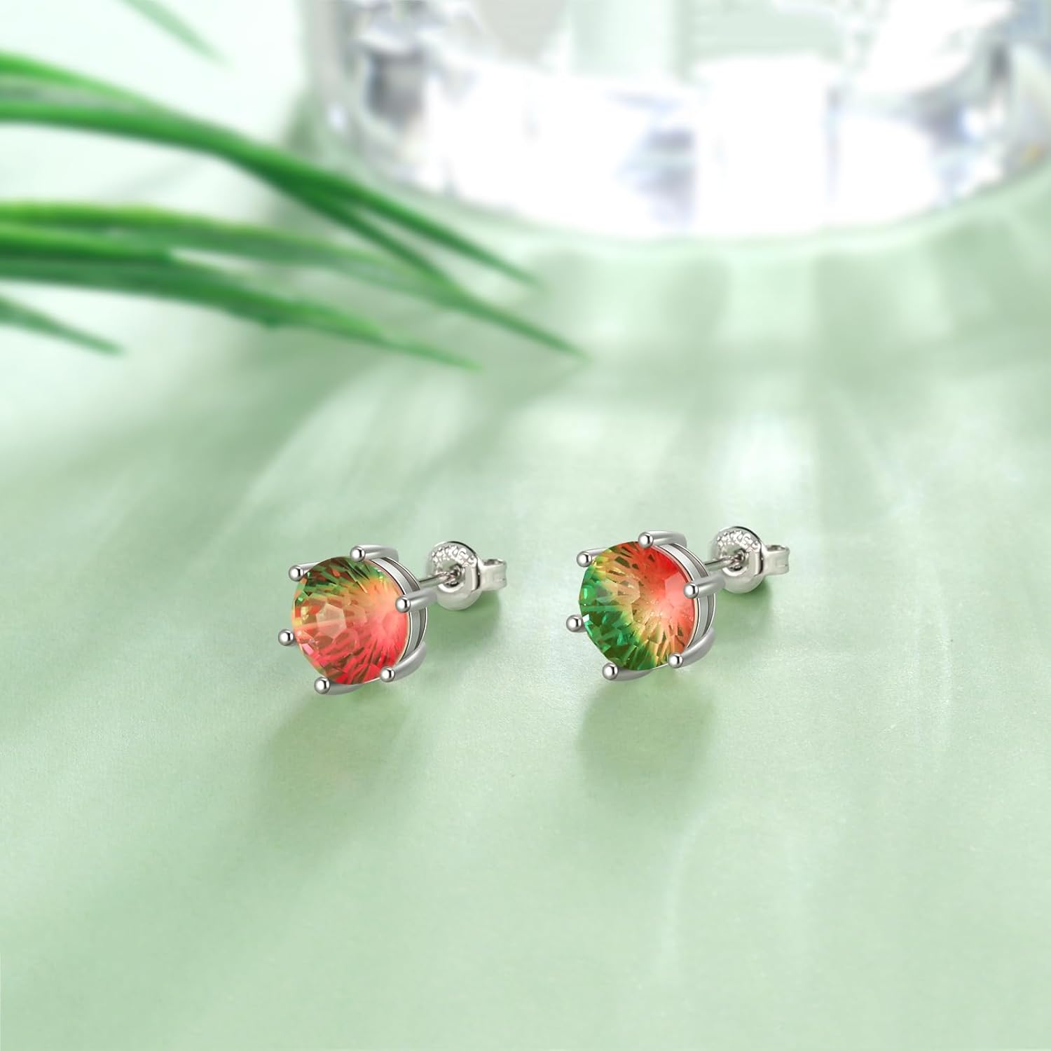 Rainbow Fireworks Cut Jewelry Silver Plated Watermelon Colorful CZ Jewelry for Women - Image 4