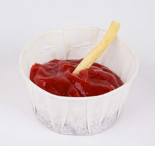 Vista 24 de Golden Apple, Tazas de porción de 2oz-100ct. Caña de azúcar/bagazo compostable. Biodegradable. Muestra de policías de alimentos.