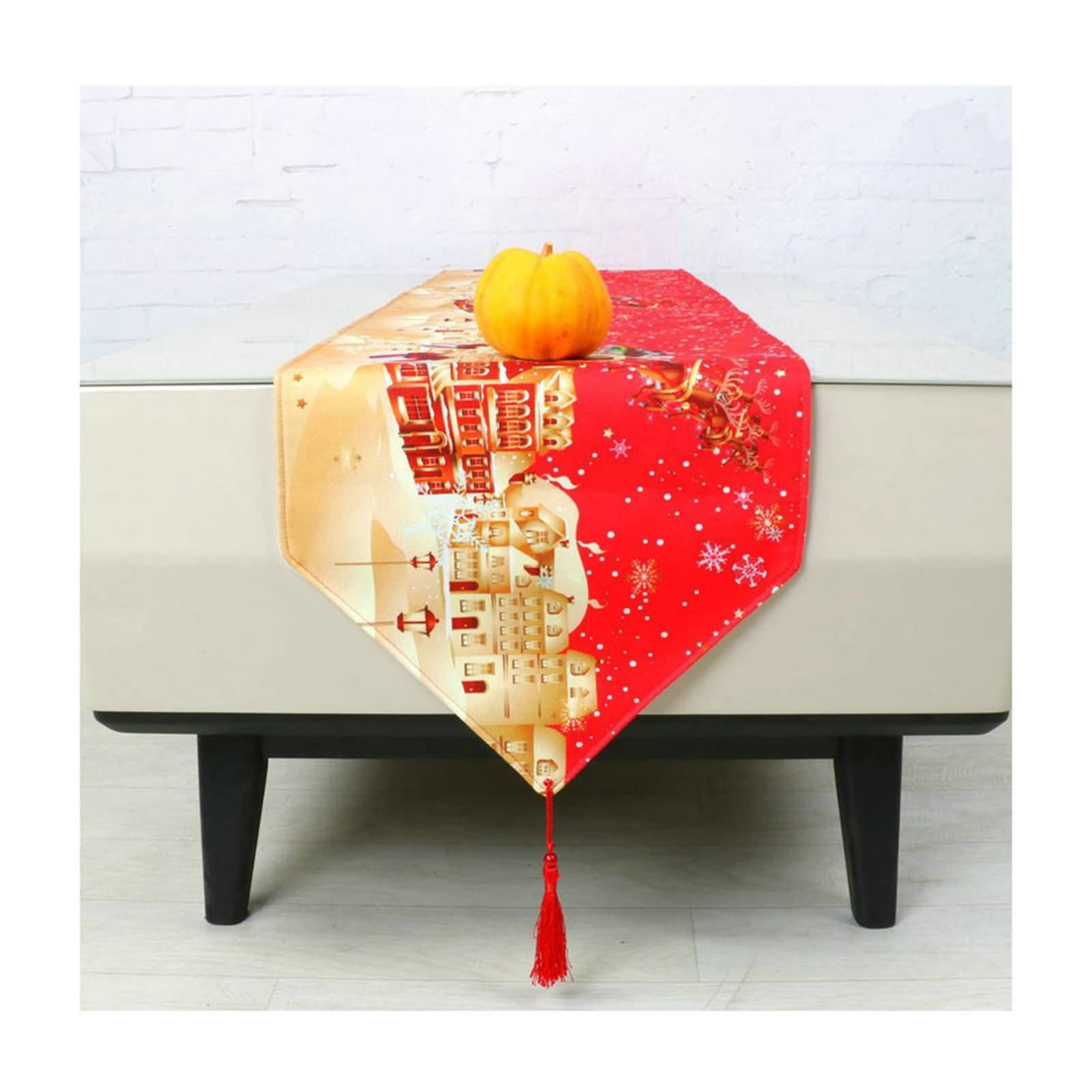 Chemin de table moderne rouge 33x180 cm en polyester de Noël - 8