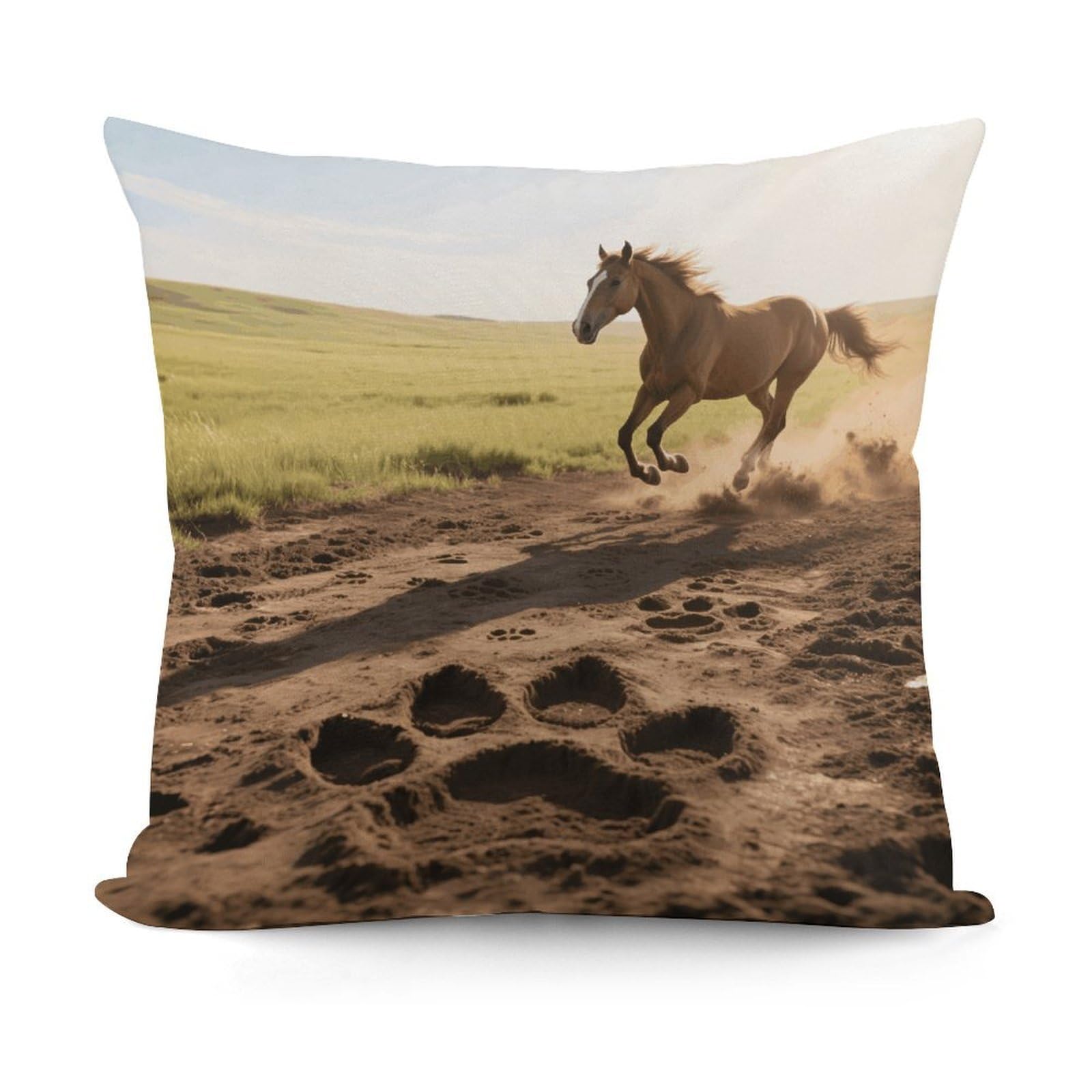 LZQPOEAS Horse Paw Print Throw Pillow Cover 18x18 in Breathable Square Pillow Case Cozy Soft Pillowcase Protector Fashion Modern Couch Cushion Case for Living Room Bed Sofa Decor