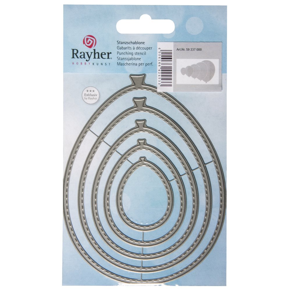Rayher Set of Five Metal Cutting Dies with Balloon Design , Paper Craft Die for Card Making and Scrapbooking, 9.5x12cm, silver, steel, 59237000