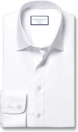 Charles Tyrwhitt Twill Non-Iron Formal Dress Shirt for Men - Long Sleeve Cotton, Classic Fit