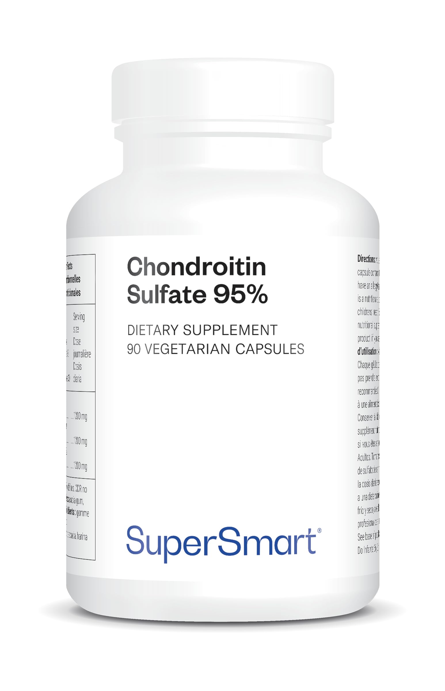 Condroitin solfato 95% - Aiuta ad alleviare i dolori articolari - Cura le articolazioni, le ossa e i muscoli - Purezza eccezionale (95%) - Senza OGM - SuperSmart