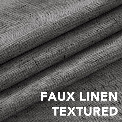Image of H.VERSAILTEX Blackout Curtains Linen Curtains 120 inches Long 100% Black Out Curtains for Bedroom Windows, Textured Linen Look Draperies Grommet with White Liner, 2 Panels, Grey