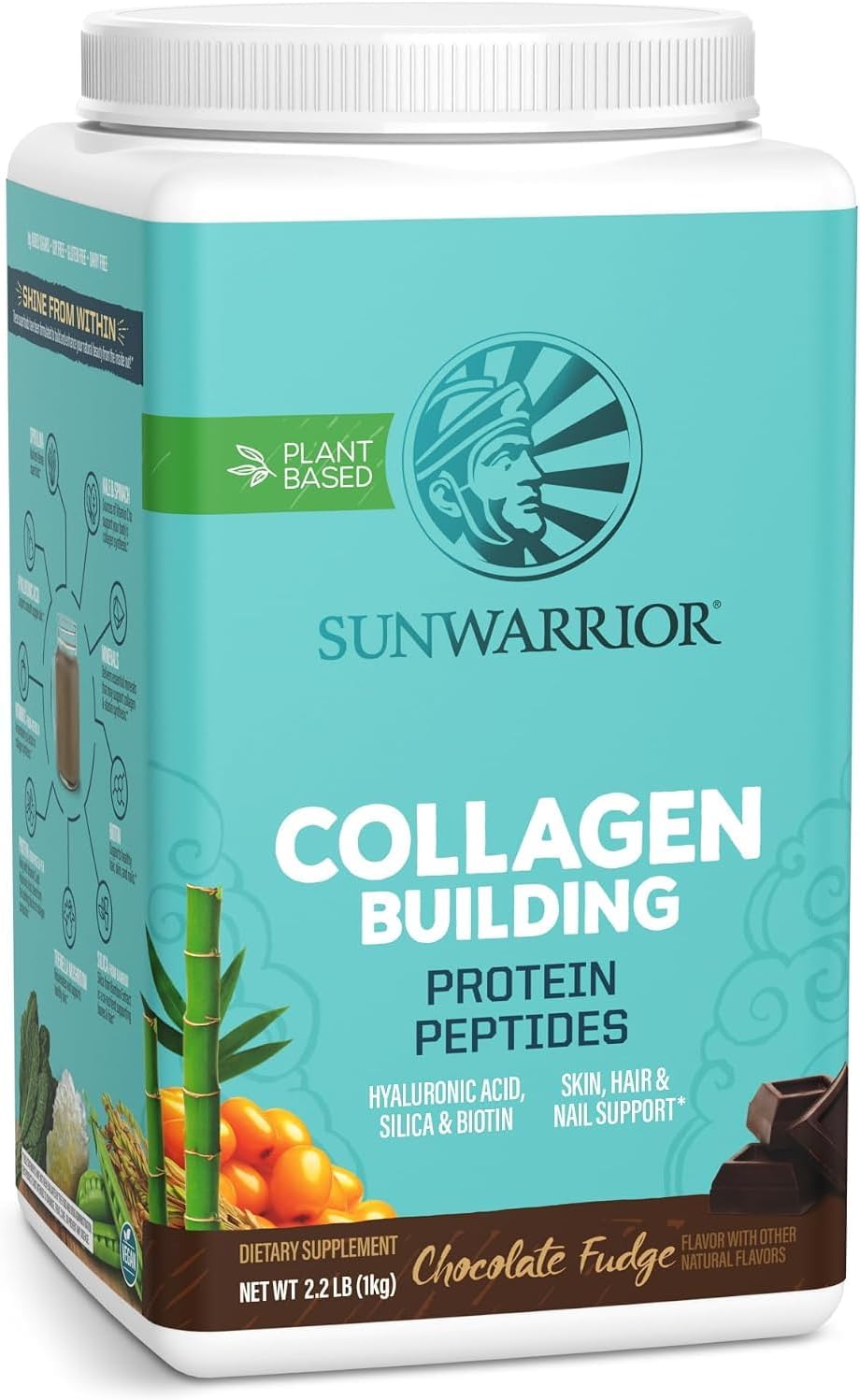 Sunwarrior Vegan Collagen Protein Powder, Chocolate, 40 Servings