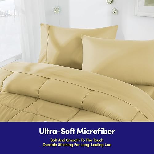 Miniatura 3 de Dorm Room Essentials Ropa de Cama Universitaria Juego de Edredón de 5 Piezas Tamaño Twin Cama en una Bolsa para Estudiantes Universitarios Chicos y