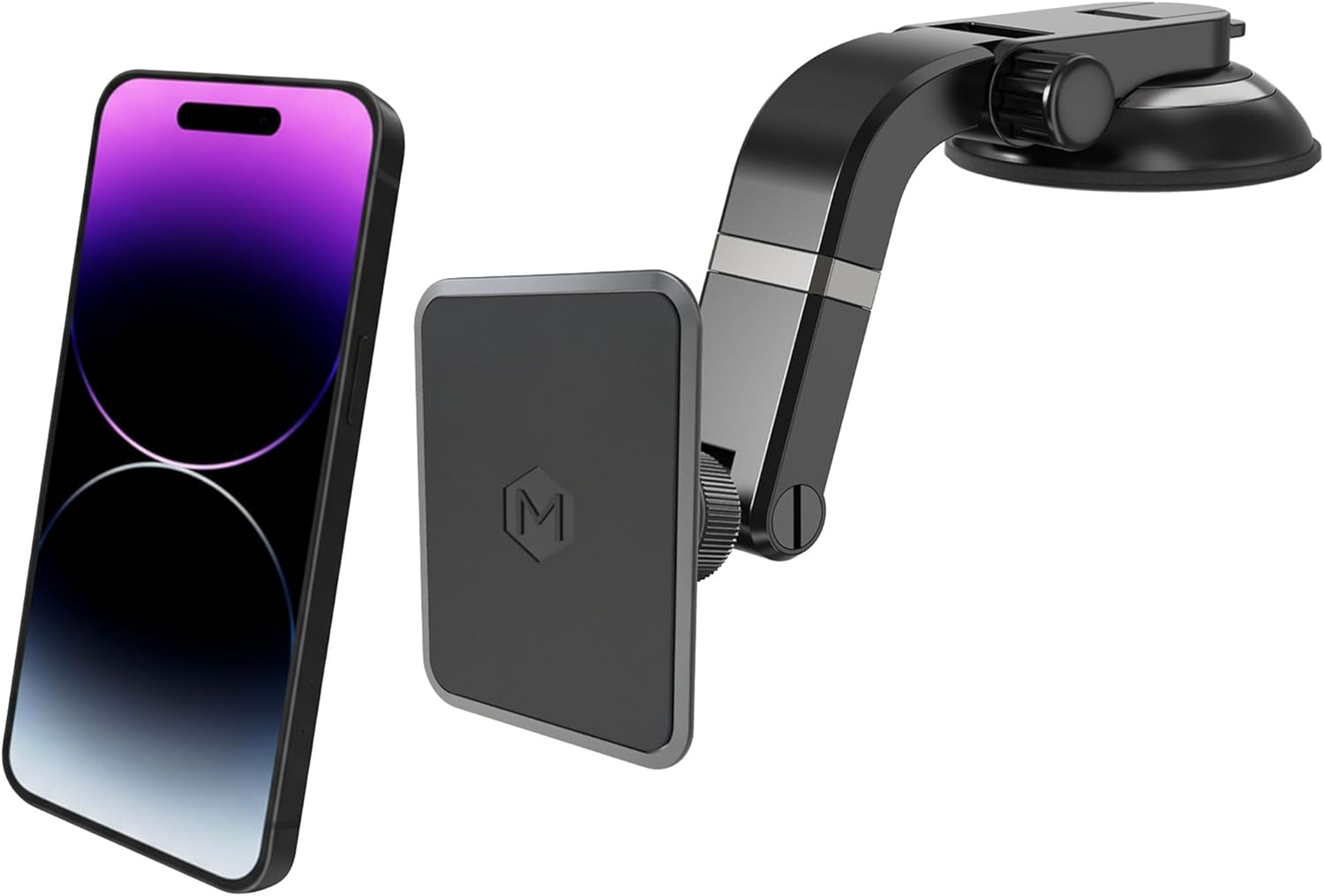 Magnetic Car Mount with Ultra Strong Magnets - Car Phone Holder Perfect for Magsafe Compatible Device iPhone 12-17 & iPhone Air, Galaxy, Smartphone - Multi-Angle Adjustable Suction Cup