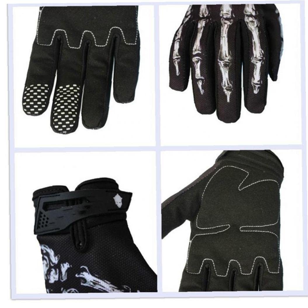Ruluti 1pc Motorcycle Gloves Cycling Punk Gloves Skull Bone Skeleton Gothic Gloves Full Finger Riding Gloves Black, One Size