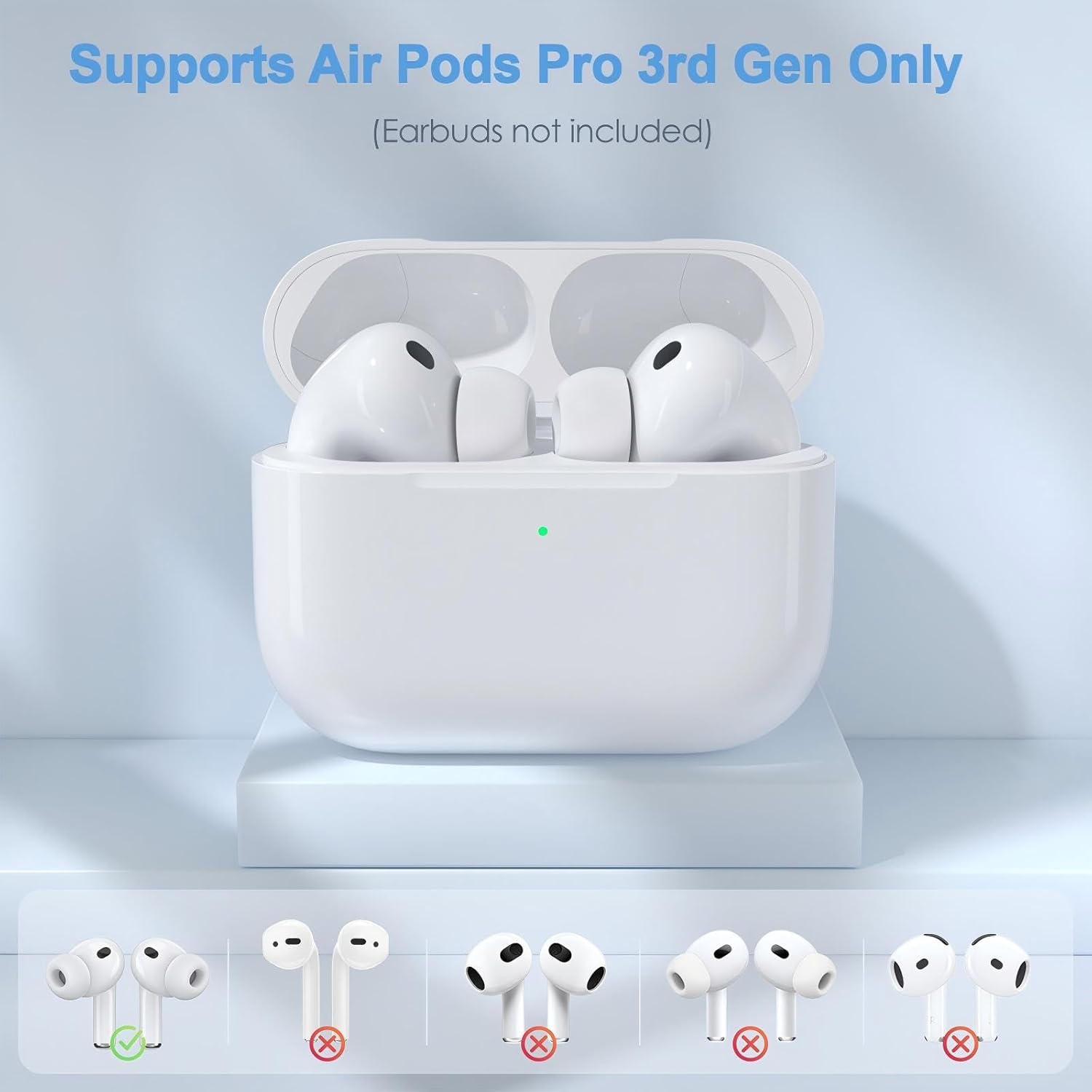 Replacement Charging Case Compatible with AirPods Pro 3 Generation, 450mAh Wireless Charger Case with Bluetooth Pairing Sync Button, 15-Min Fast Charging, USB-C & Wireless Charging, No Earbuds