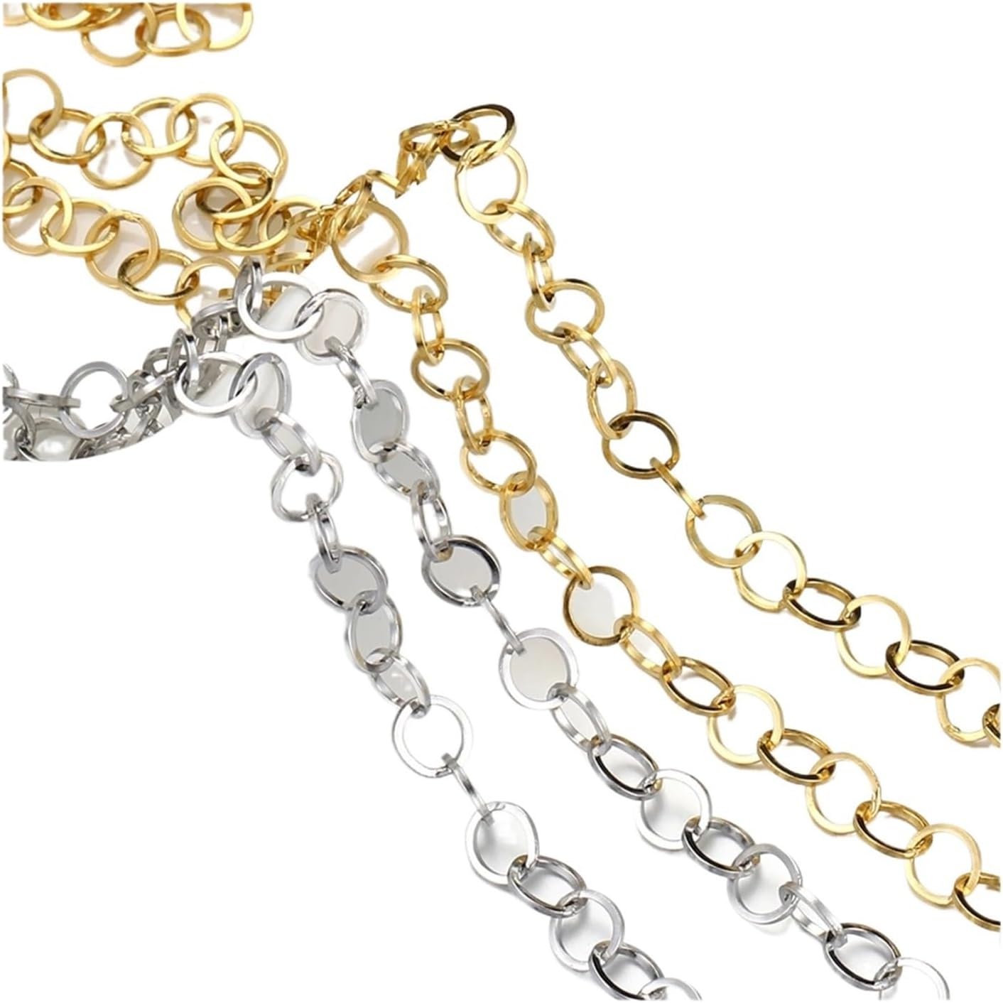 Stainless Steel Chain 4 Meters Gold Color Stainless Steel Polishing O-Ring Chain for Necklace DIY Jewelry Making Findings Materials Handmade Supplies