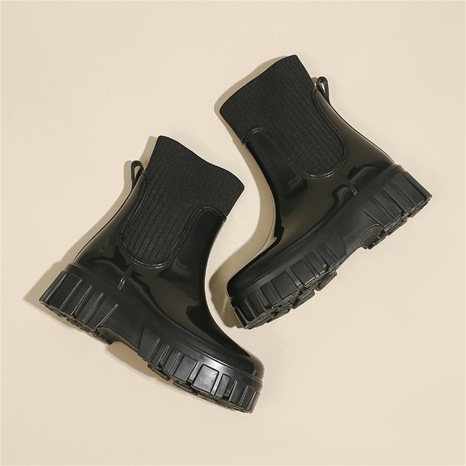 AONEGOLD Botas de Agua Mujer Impermeable de Lluvia Antideslizante Botines de Caucho Tobillo Plataforma Moda Jardín Trabajo