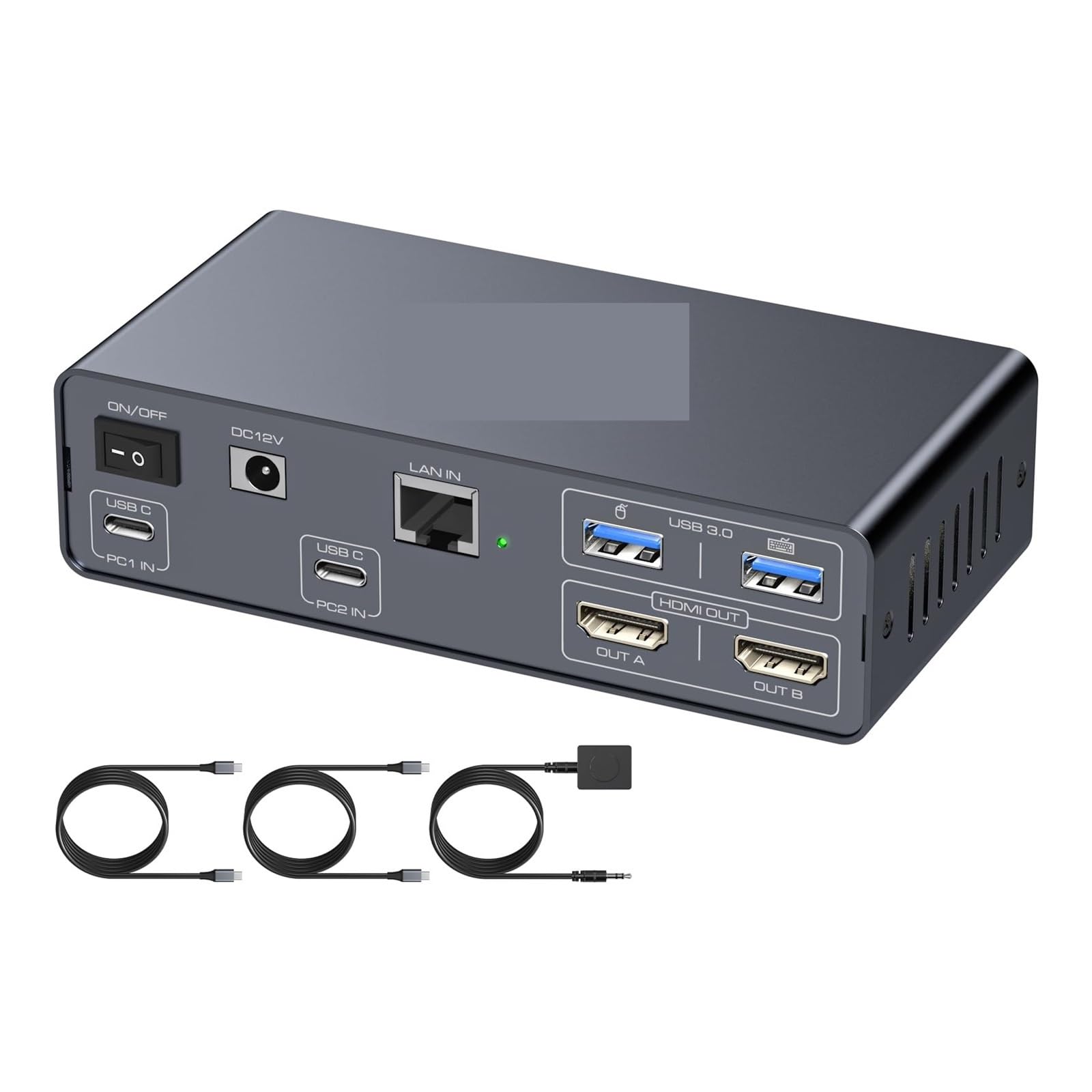Convertitore Digitale, Switch KVM USB C 2 Monitor Computer 4K60Hz Stazione di Docking 10Gbps Porte 3. Doppio