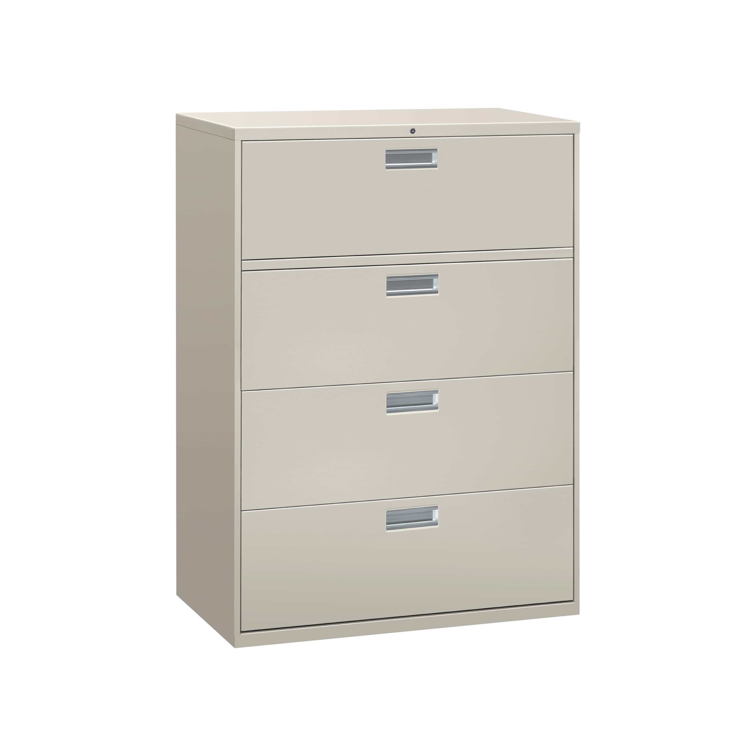 HON 4 Drawer Lateral File Cabinet with Lock, Metal Filing Cabinets for Offices, Adjustable Hangrails for A4, Legal, Letter Files, 18" Deep, Light Gray