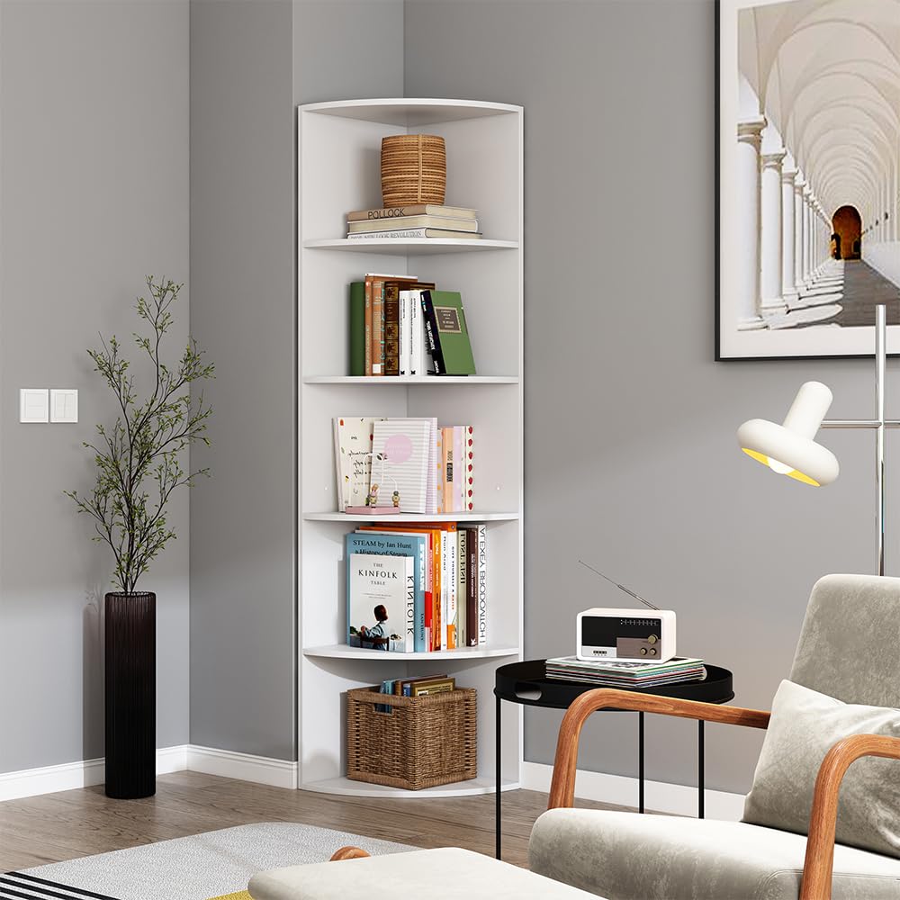 Vicco Libreria Fabienne, Bianco, 40 x 180 cm con 5 scomparti, adatto al montaggio a parete per una configurazione flessibile degli spazi