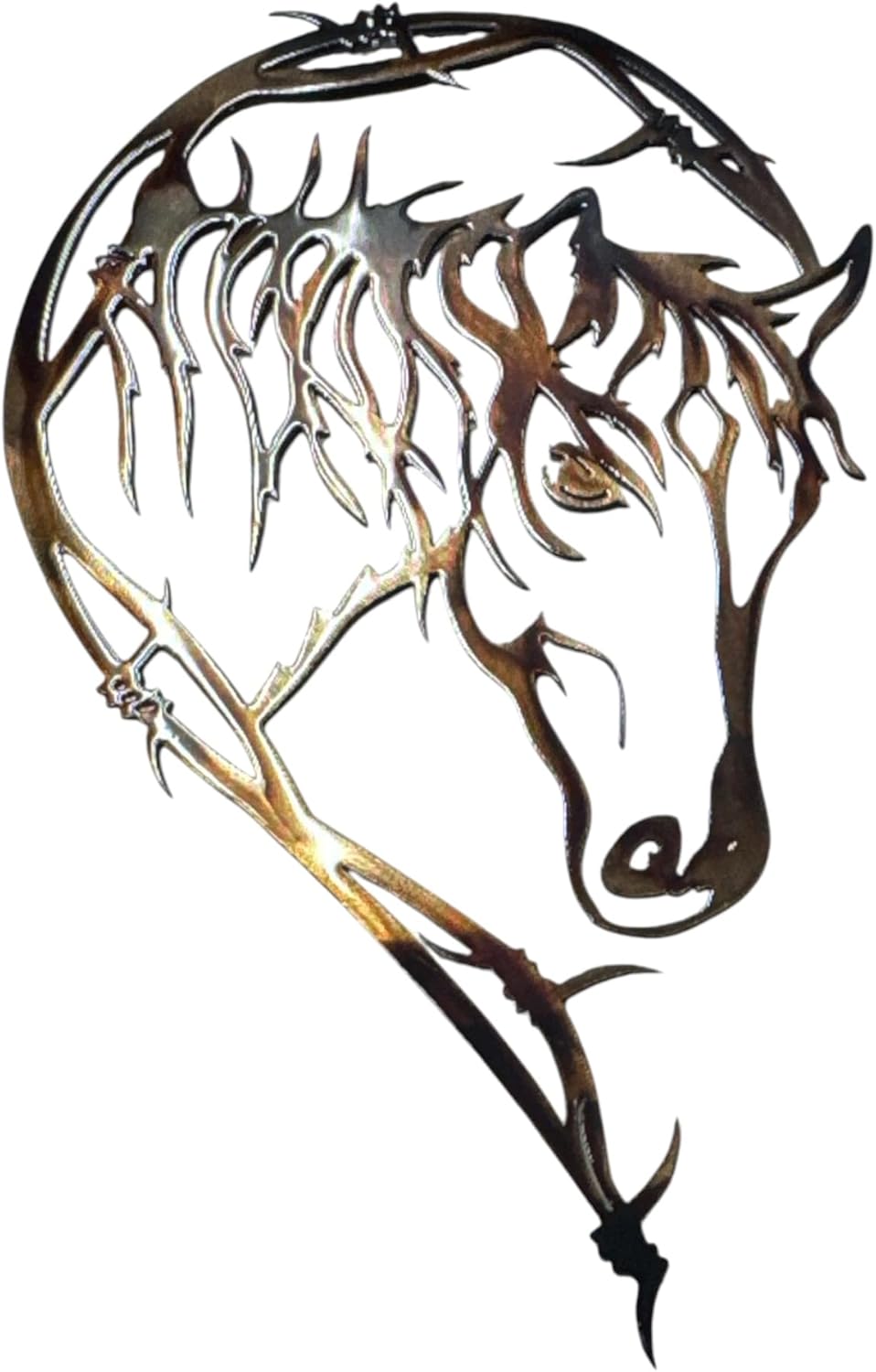 Barbed Wire Horse Head Metal Wall Art Décor 21" x 12 3/4" Right Facing or Left (Left Facing)