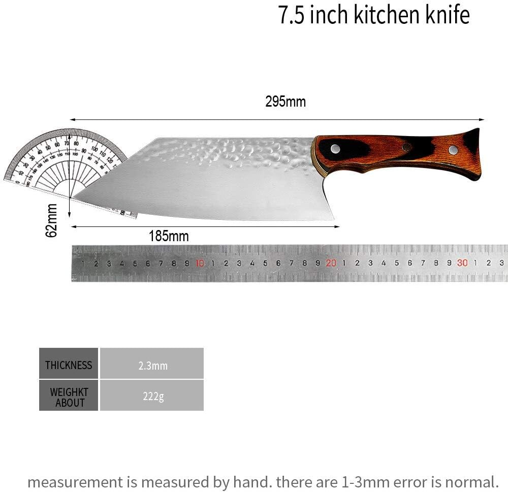Meat Cleaver Knife, 7'' INCH Stainless Steel 5c1r5 Chopping Cleaver Knife Wood Handle Butcher Meat Fish Cooking Accessory Tools Slaughter Slicer