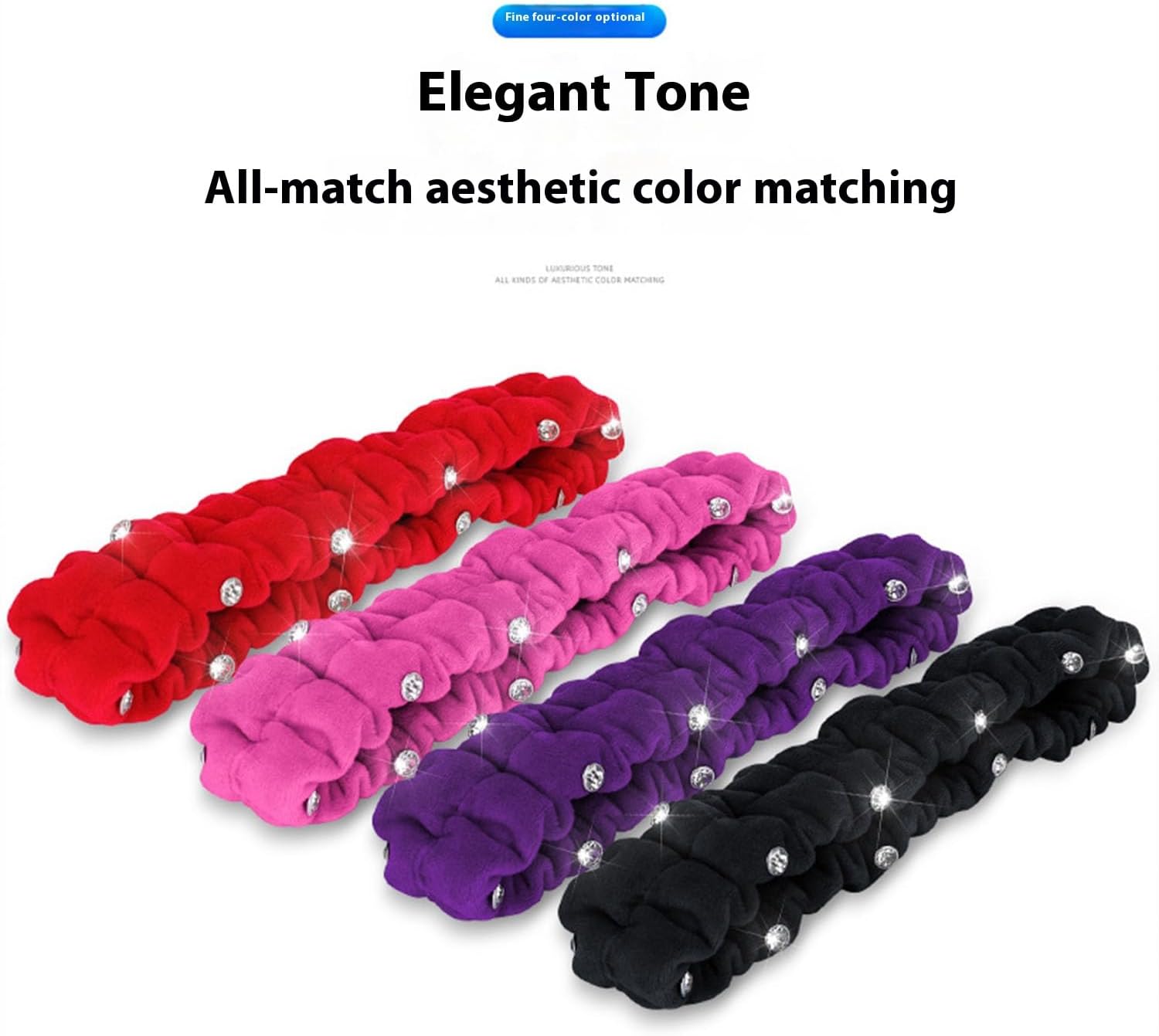 Elastic Plush Auto Rearview Mirror Cover Bling Rearview Mirror Protector,Universal Car Accessories Interior Trim (black) image 3