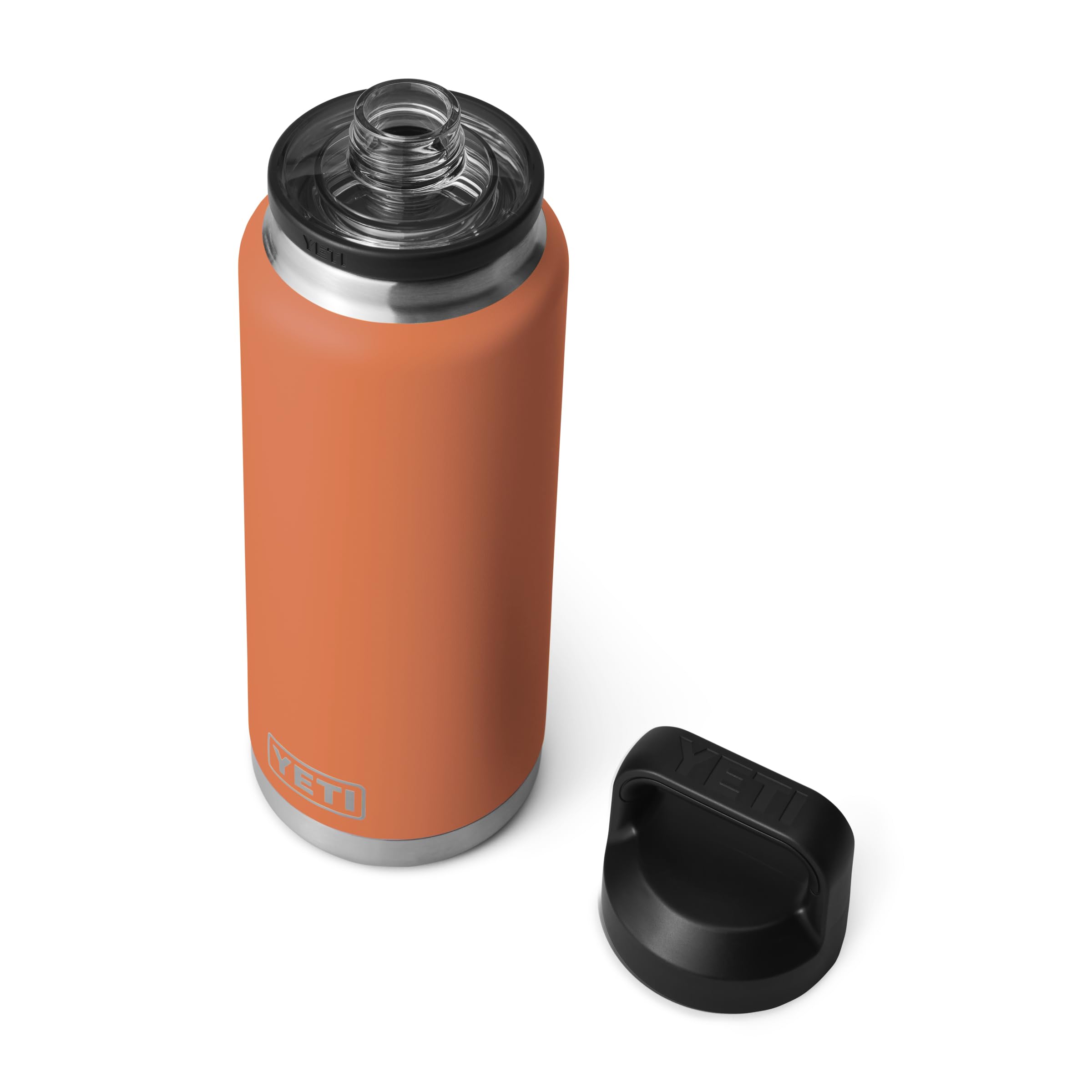 YETI Rambler - Botella de 36 onzas, a prueba de fugas, aislada al vacío, acero inoxidable con tapa para beber, arcilla del desierto alto