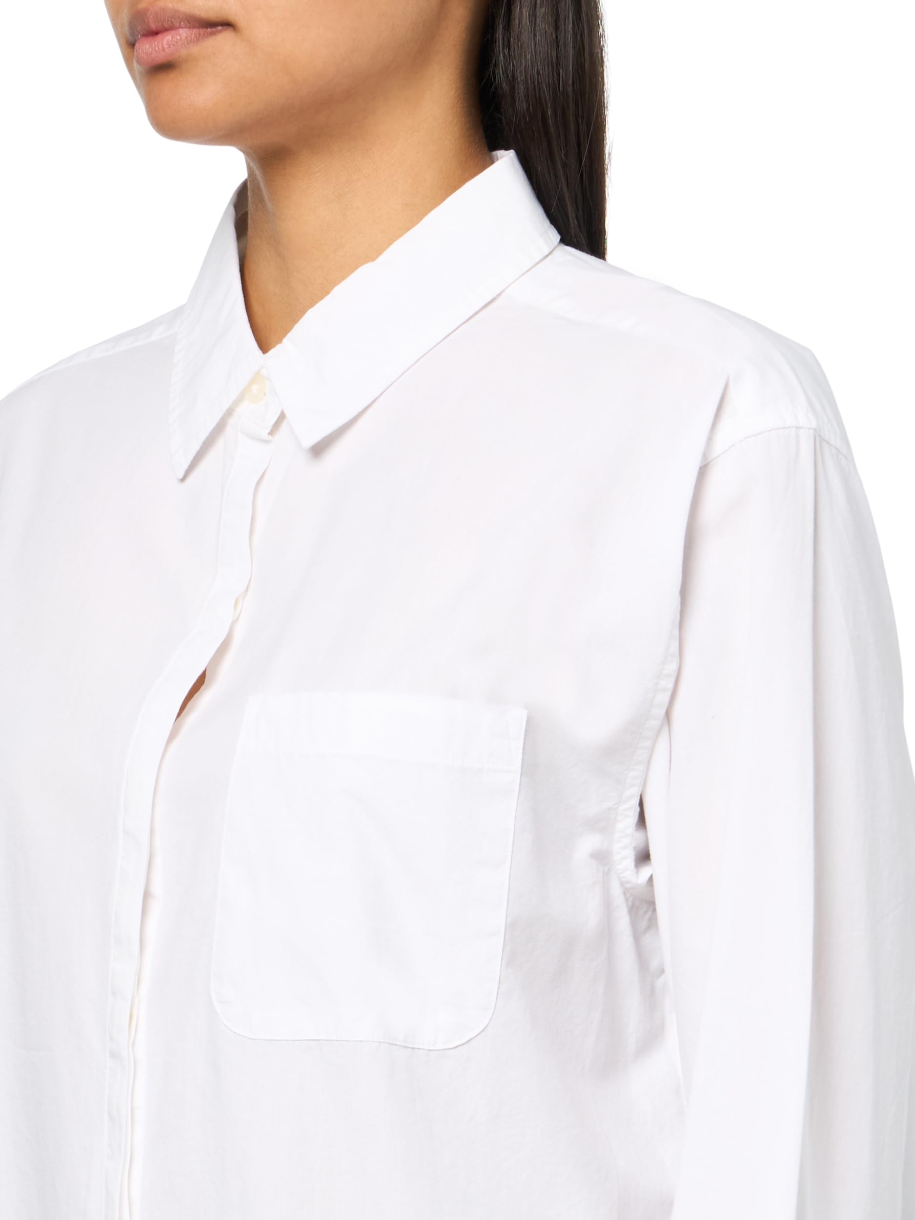 Lucky Brand Top Oversize da Donna con Bottoni sul Retro, Bianco Brillante, XS