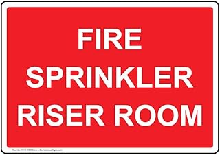 ComplianceSigns.com Fire Sprinkler Riser Room Label Decal with Symbol, 7x5 in. Vinyl for Wayfinding Fire Safety/Equipment