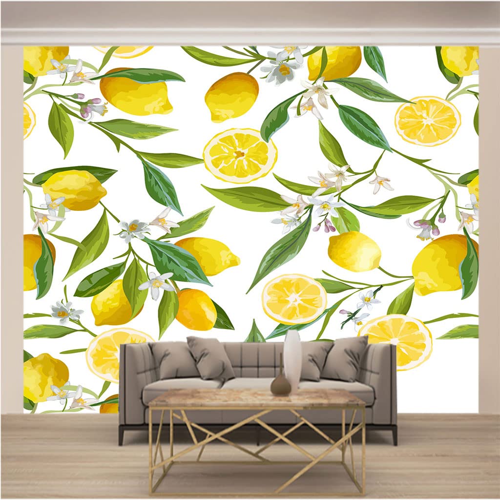 Papier peint intissé photo 3D citron 400x280 cm pour grand mur de salon