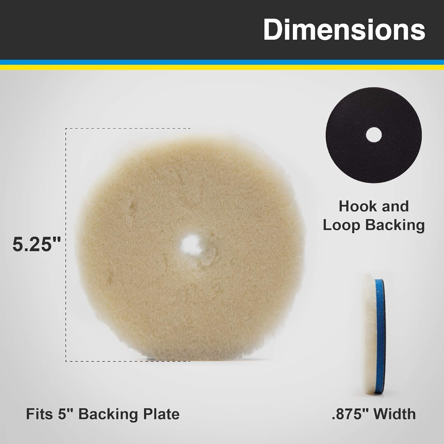 VPD Low-Lint Wool Buffing Pad (1/2" Pile) - Prewashed Lambswool Polishing Pad For DA & Rotary Polishers - View #13