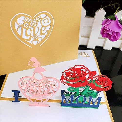 Miniatura 6 de UMEELR Tarjeta de felicitación desplegable 3D con sobre, tarjeta de bendición de rosas de papel para el día de la madre, tarjeta para esposamamá,