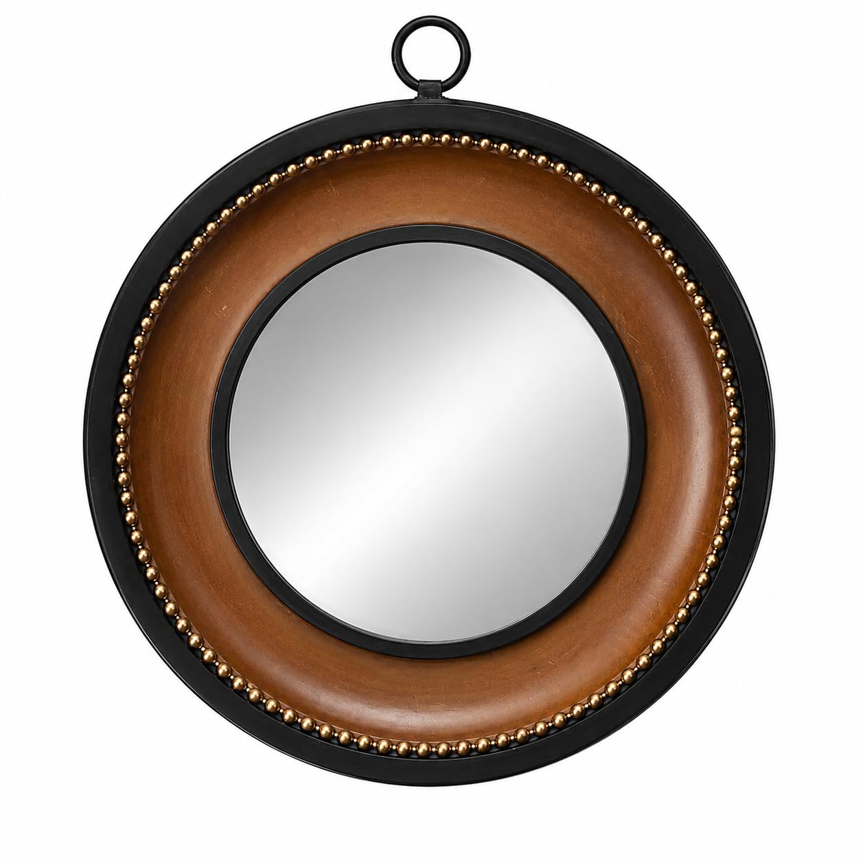 Chehoma Specchio convesso tassello, bordo marrone, 19 cm