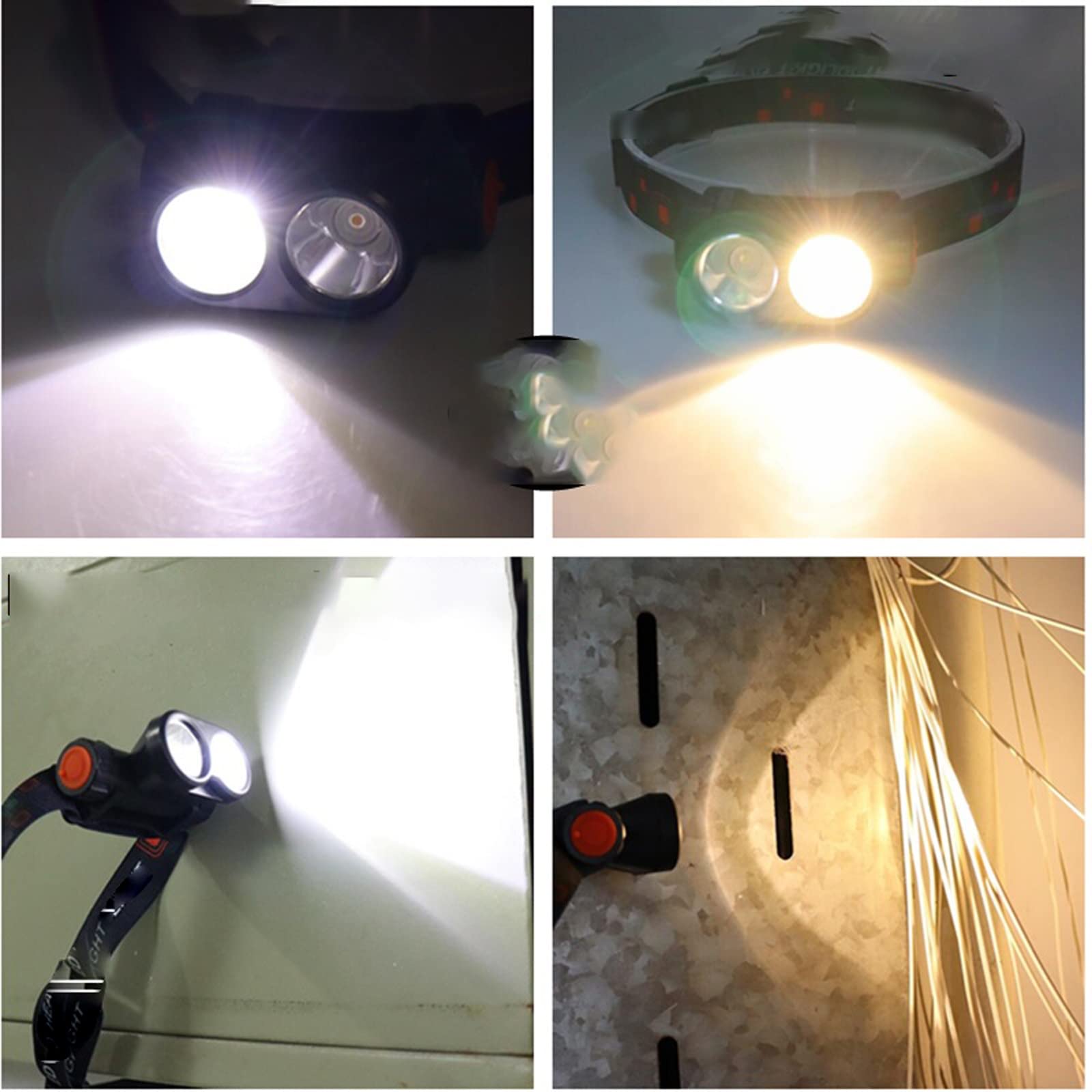 Latarka czołowa mini przenośna biało-żółta lampa czołowa ładowana przez USB + wbudowana latarka czołowa LED latarka czołowa