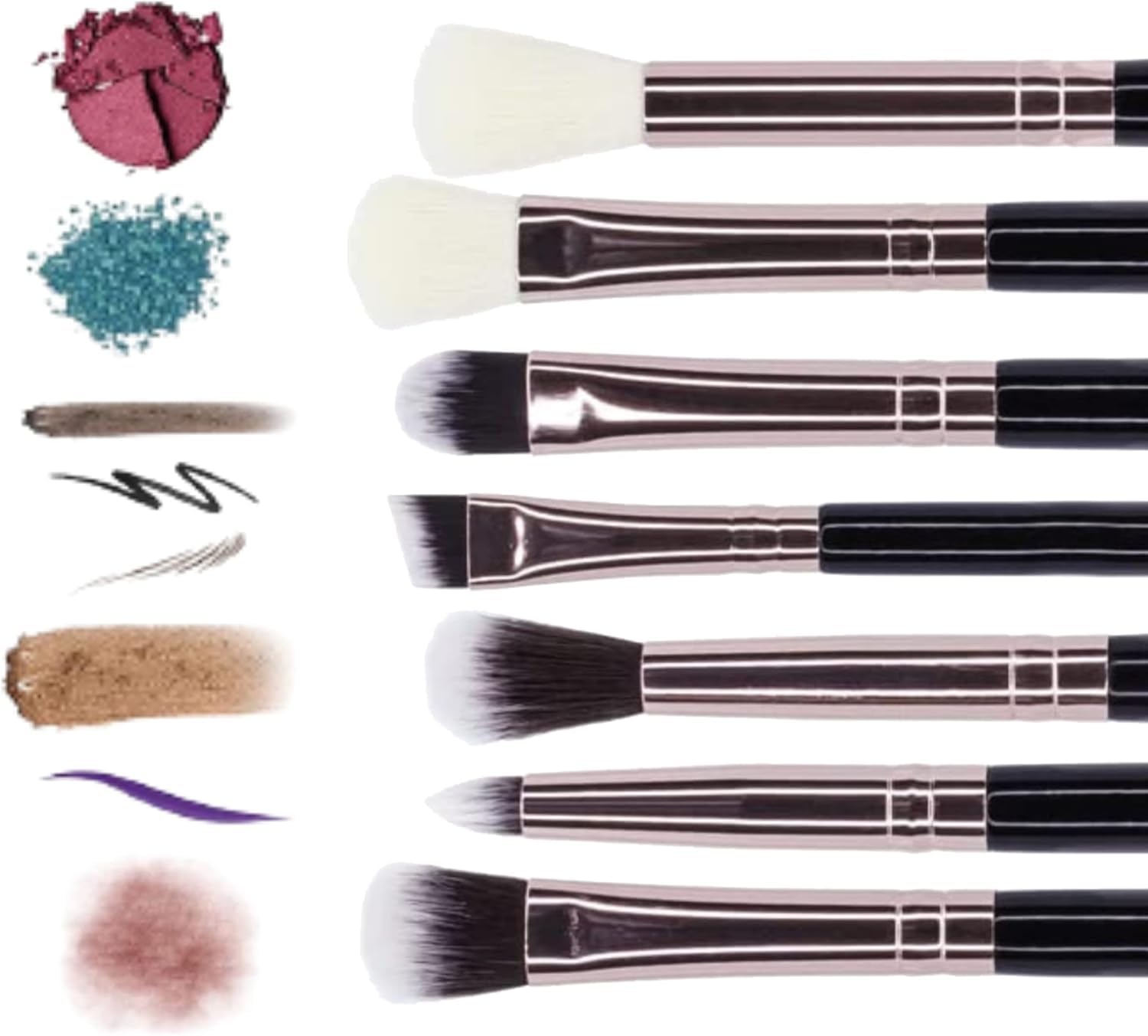 Wishbeauty Pro Eye Brush Set, 8pcs Eyeshadow & Eyebrow Brushes for Smoky Eye Contour, Powder, Cream & Highlighter - Image 3