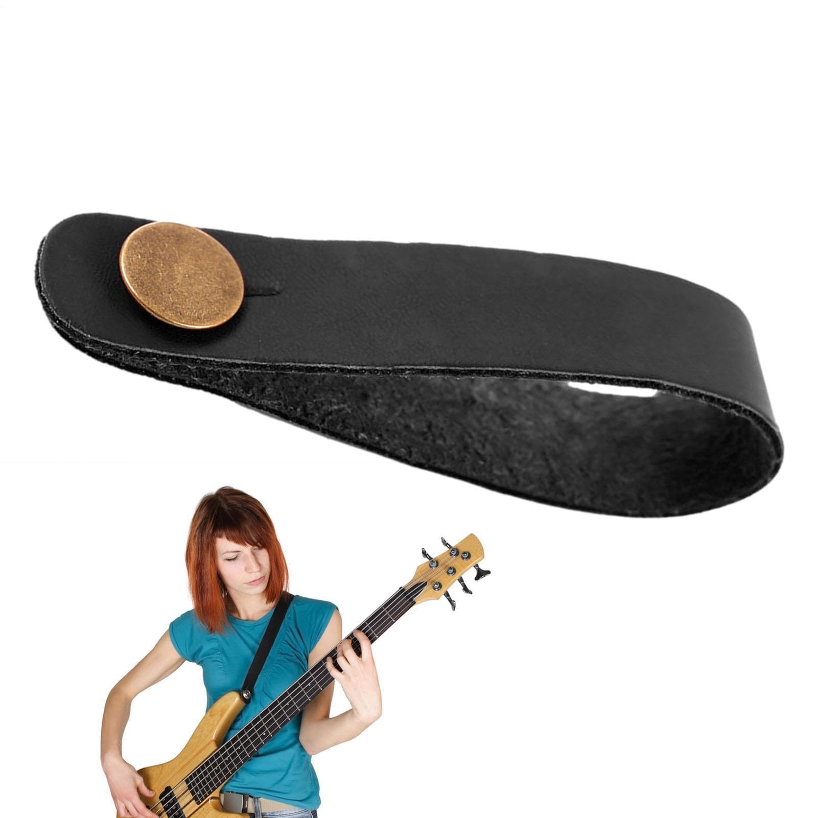 Correa para cabezal: bloqueo de amarre de guitarra de 19,5 cm, correas adaptadoras de cuello de cuero PU livianas para mandolina de bajo y ukelele folk acústico, envoltura de conector de botón