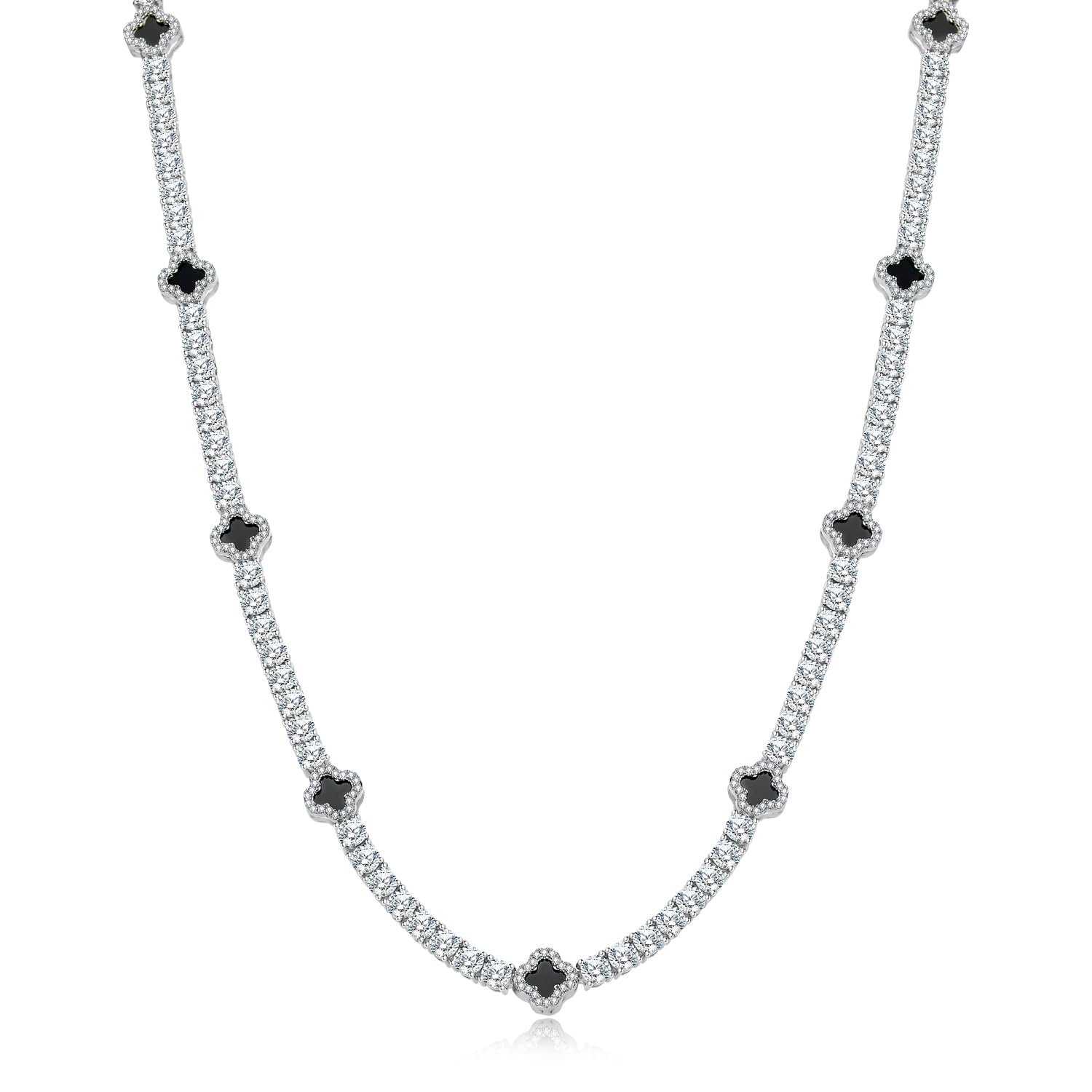 HELLOICE Iced Out Four Leaf Clover Tennis Chain for Women Men 9mm Hip Hop Necklace 5A Cubic Zirconia Hypoallergenic Lucky 4 Leaf Chain Necklace