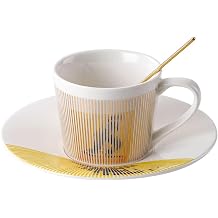 Coffee Cup and Saucer 8.5oz,Mirror Reflection Coffee Mug Jackson,Gold,Physical Dynamic Reflection Ceramic Coffee Mug,Teacup and Saucer Set,Saucer for Cappuccino,Milks,Espresso,Tea,Coffee