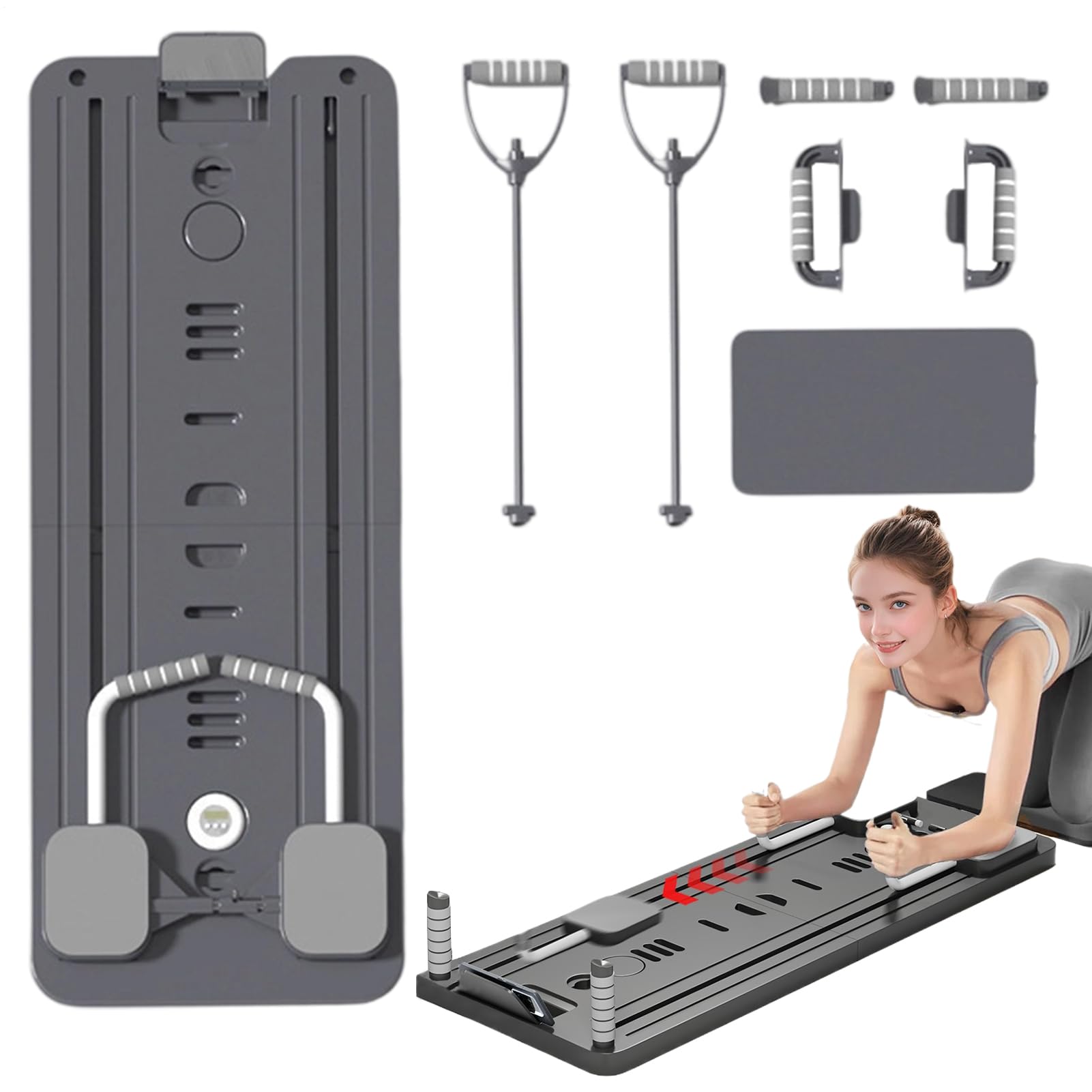 Pilates Reformer Set – Professionale Pilates – Macchina di riforma con molle regolabili, travi antiscivolo, comodo poggiatesta e imbottitura per spalle | Attrezzature per fitness compatte per pilates