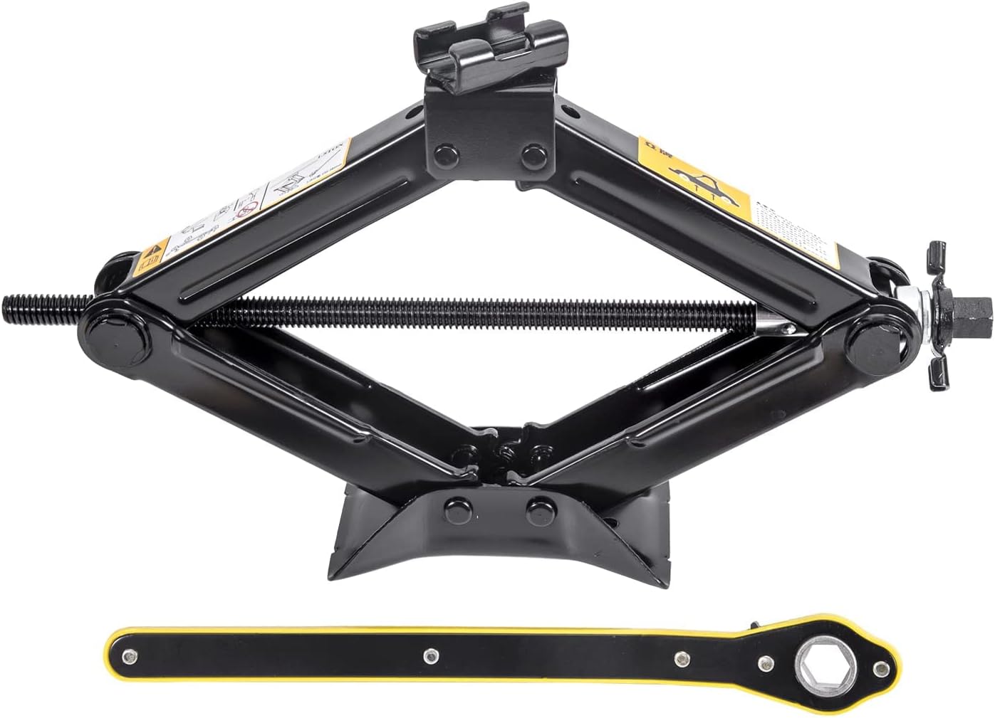 LEADBRAND Scissor Jack 1.5 Tons(3,307 lbs) Capacity Ratchet Handle Saving Strength Design
