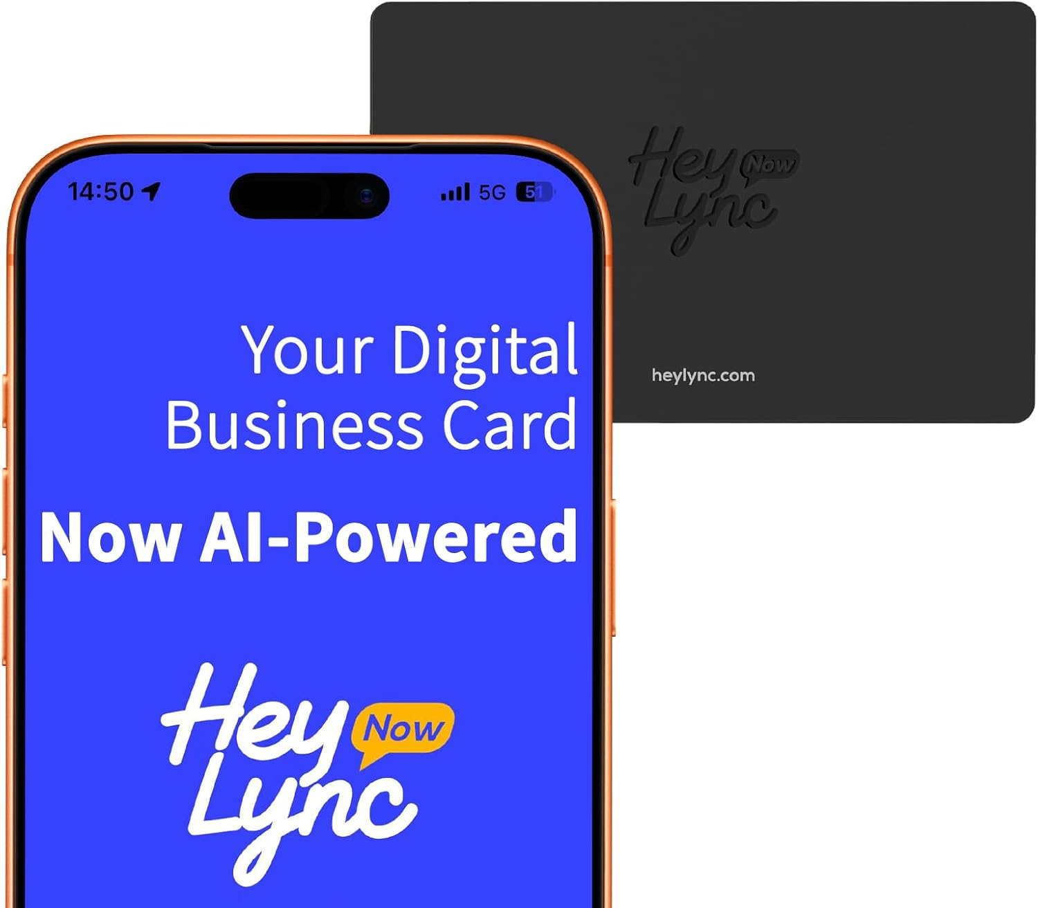 AI Smart Digital Business Card, with HeyLyncNow App, Scan and Digitize | Automated Contact Enrichment | Voice Notes Transcription | AI Drafts Follow-Up Email | NFC Tap to Share