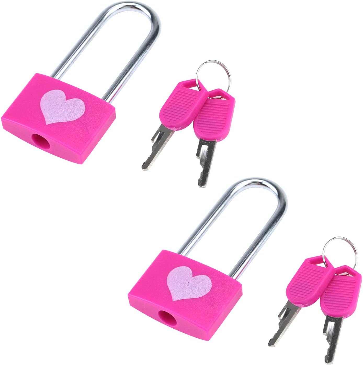 Dnyta 2 Pcs Padlock and Key Set, ABS Padlock Body Classic Couple Love Lock with Key, Padlocks Decorative Locks Suitcase Locks for Gate Shed Gym Locker -Valentines/Anniversary/Travel (White)